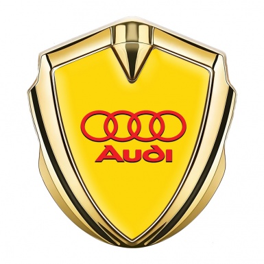 Audi Trunk Emblem Badge Gold Yellow Background Crimson Logo