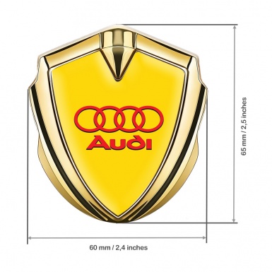 Audi Trunk Emblem Badge Gold Yellow Background Crimson Logo