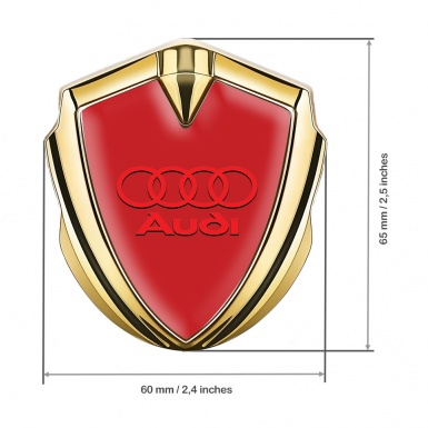 Audi Emblem Car Badge Gold Red Background Crimson Logo Design