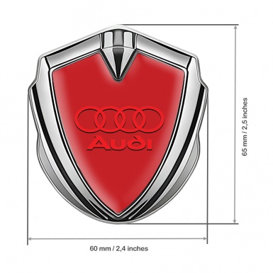 Audi Emblem Car Badge Silver Red Background Crimson Logo Design