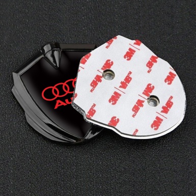 Audi Bodyside Emblem Self Adhesive Graphite Black Fill Crimson Logo