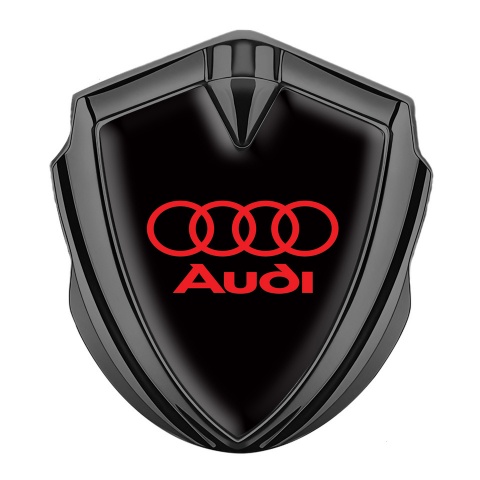 Audi Bodyside Emblem Self Adhesive Graphite Black Fill Crimson Logo