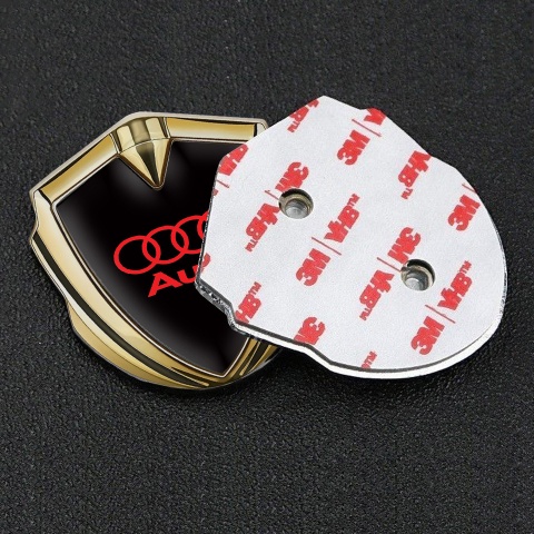 Audi Bodyside Emblem Self Adhesive Gold Black Fill Crimson Logo