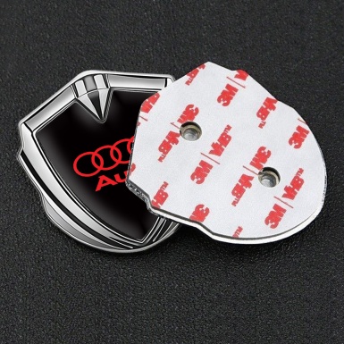 Audi Bodyside Emblem Self Adhesive Silver Black Fill Crimson Logo
