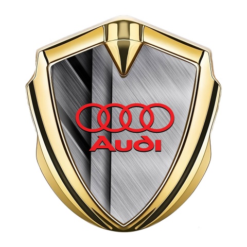 Audi Metal 3D Domed Emblem Gold Multi Panels Metallic Texture