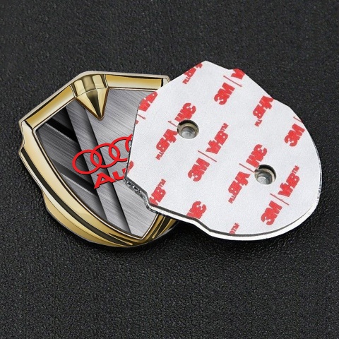 Audi Metal 3D Domed Emblem Gold Multi Panels Metallic Texture