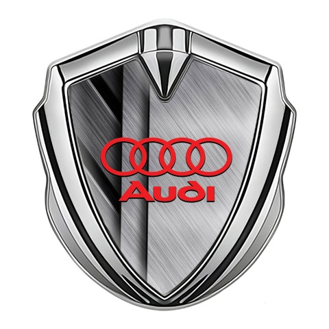 Audi Metal 3D Domed Emblem Silver Multi Panels Metallic Texture