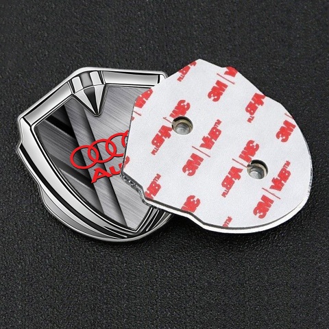 Audi Metal 3D Domed Emblem Silver Multi Panels Metallic Texture