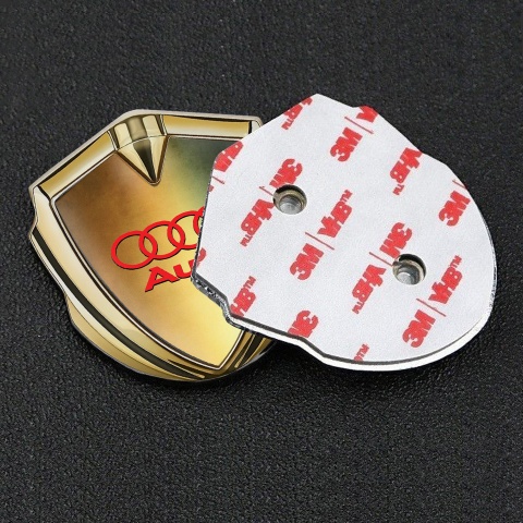 Audi Bodyside Badge Self Adhesive Gold Bronze Gradient Red Logo