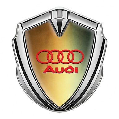 Audi Bodyside Badge Self Adhesive Silver Bronze Gradient Red Logo