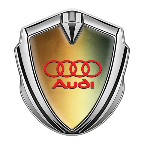 Audi Bodyside Badge Self Adhesive Silver Bronze Gradient Red Logo