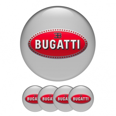 Bugatti Silicone Stickers Wheel Center Cap Grey with Red Logo