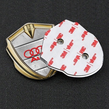 Audi Emblem Badge Self Adhesive Gold Stone Texture Crimson Logo