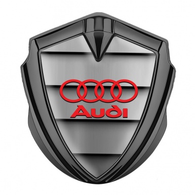 Audi Fender Emblem Badge Graphite Stone Texture Panels Red Rings