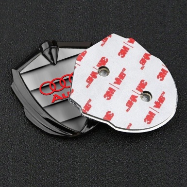 Audi Fender Emblem Badge Graphite Stone Texture Panels Red Rings