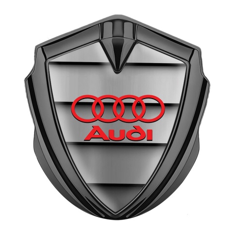 Audi Fender Emblem Badge Graphite Stone Texture Panels Red Rings
