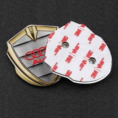 Audi Fender Emblem Badge Gold Stone Texture Panels Red Rings
