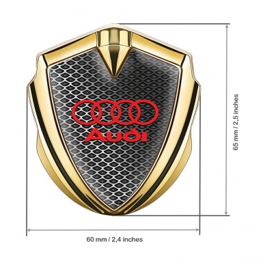 Audi Emblem Self Adhesive Gold Metallic Fence Effect Crimson Logo