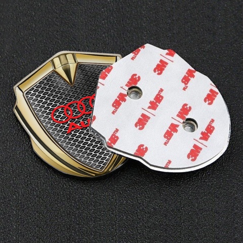 Audi Emblem Self Adhesive Gold Metallic Fence Effect Crimson Logo