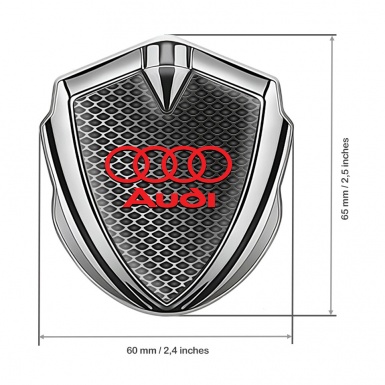 Audi Emblem Self Adhesive Silver Metallic Fence Effect Crimson Logo