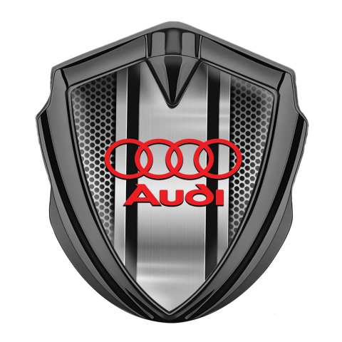 Audi Bodyside Emblem Badge Graphite Metal Texture Classic Red Logo