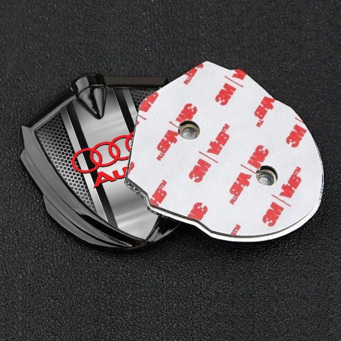Audi Bodyside Emblem Badge Graphite Metal Texture Classic Red Logo