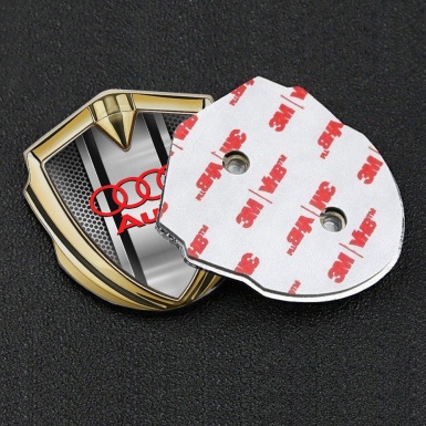 Audi Bodyside Emblem Badge Gold Metal Texture Classic Red Logo