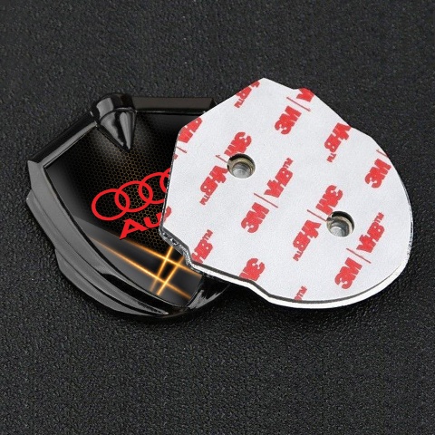 Audi Trunk Emblem Badge Graphite Orange Honeycomb Light Effect