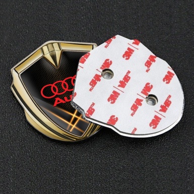 Audi Trunk Emblem Badge Gold Orange Honeycomb Light Effect