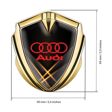 Audi Trunk Emblem Badge Gold Orange Honeycomb Light Effect