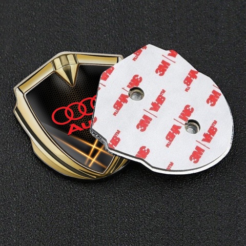Audi Trunk Emblem Badge Gold Orange Honeycomb Light Effect