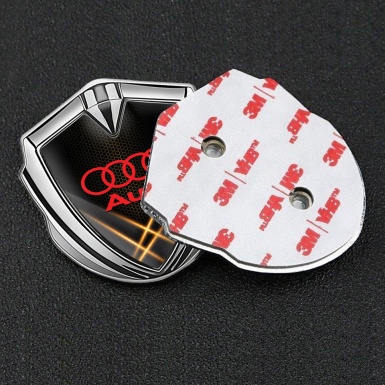 Audi Trunk Emblem Badge Silver Orange Honeycomb Light Effect