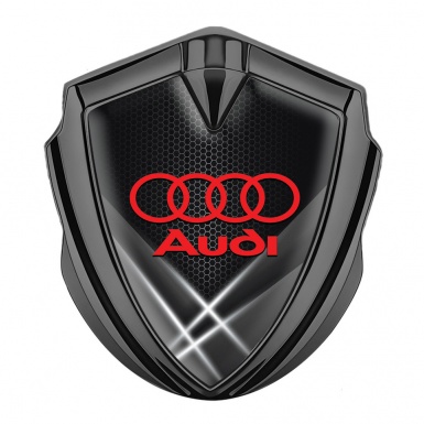 Audi Emblem Car Badge Graphite Grey Honeycomb Light Beam Effect