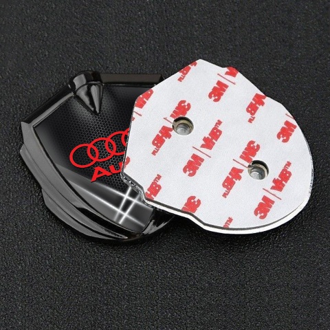 Audi Emblem Car Badge Graphite Grey Honeycomb Light Beam Effect