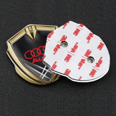 Audi Emblem Car Badge Gold Grey Honeycomb Light Beam Effect