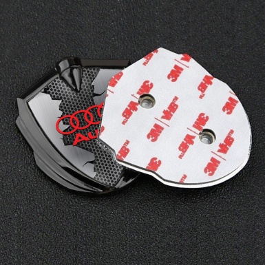 Audi Bodyside Domed Emblem Graphite Cracked Steel Crimson Rings