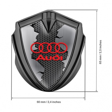 Audi Bodyside Domed Emblem Graphite Cracked Steel Crimson Rings
