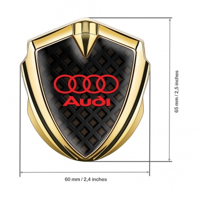 Audi Metal Emblem Self Adhesive Gold Brown Cubes Red Edition