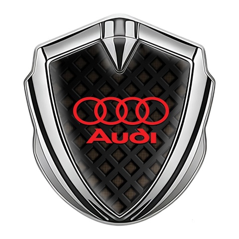 Audi Metal Emblem Self Adhesive Silver Brown Cubes Red Edition
