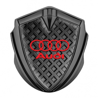 Audi Metal 3D Domed Emblem Graphite Grey Cubes Crimson Logo Design