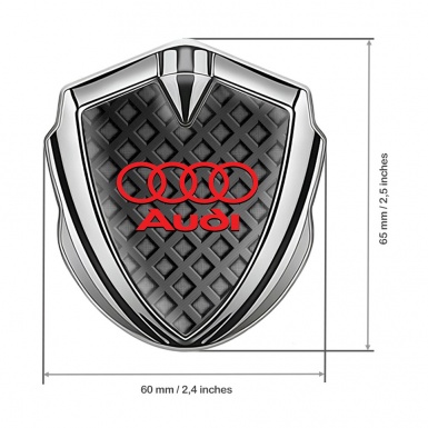 Audi Metal 3D Domed Emblem Silver Grey Cubes Crimson Logo Design