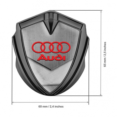 Audi Bodyside Badge Self Adhesive Graphite Polished Effect Red Logo