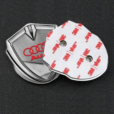 Audi Bodyside Badge Self Adhesive Silver Polished Effect Red Logo