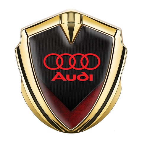 Audi Emblem Badge Self Adhesive Gold Black Red Elements Crimson Logo