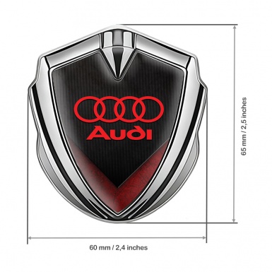 Audi Emblem Badge Self Adhesive Silver Black Red Elements Crimson Logo