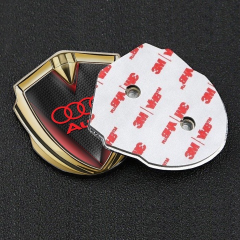 Audi Emblem Fender Badge Gold Red Frame Classic Logo Edition