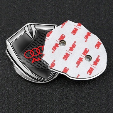 Audi Fender Emblem Badge Silver Dark Mesh Black Elements Design