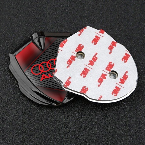 Audi Emblem Trunk Badge Graphite Dark Mesh Red Elements Edition