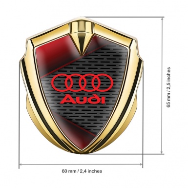 Audi Emblem Trunk Badge Gold Dark Mesh Red Elements Edition