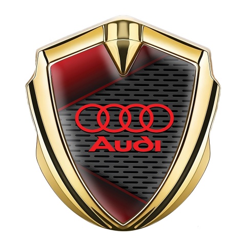 Audi Emblem Trunk Badge Gold Dark Mesh Red Elements Edition